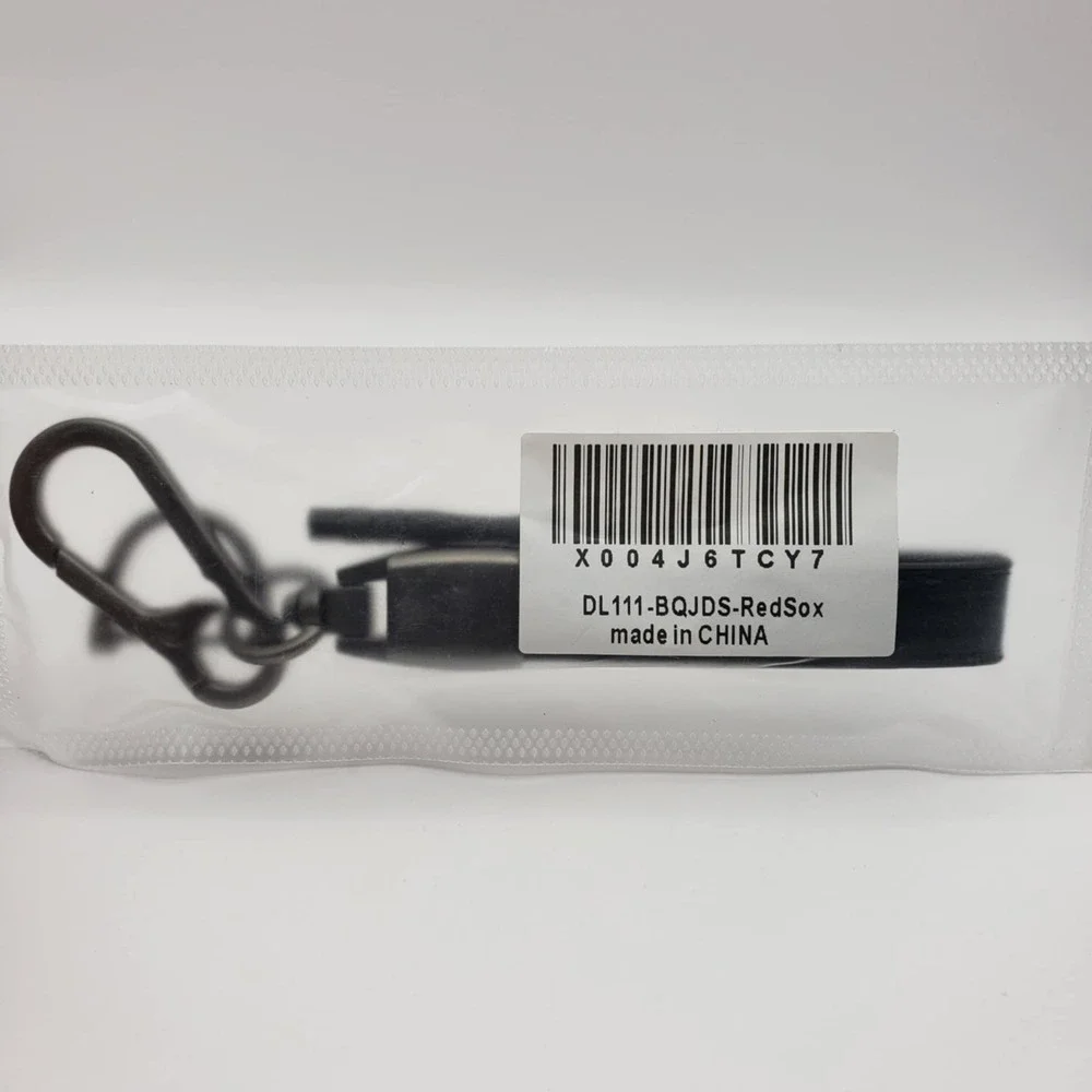 Boston Red Sox Major League Baseball Blk Leather Lanyard Quick Release Keychain